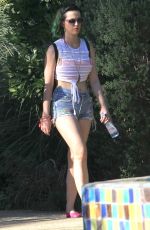 KATY PERRY in Daisy Duke Out and About in Coachella