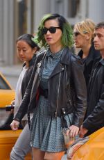 KATY PERRY in Knee Socks Arrives at V Magazine Office in New York
