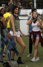 KENDALL JENNER in Shorts at Coachella Festival