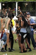 KENDALL JENNER in Shorts at Coachella Festival