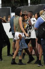 KENDALL JENNER in Shorts at Coachella Festival