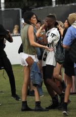 KENDALL JENNER in Shorts at Coachella Festival