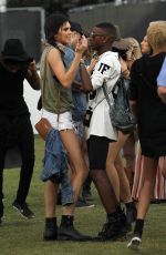 KENDALL JENNER in Shorts at Coachella Festival