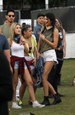 KENDALL JENNER in Shorts at Coachella Festival