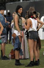 KENDALL JENNER in Shorts at Coachella Festival
