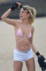 KIMBERLEY GARNER in Shorts and Bikini Top Rollerblading in Los Angeles