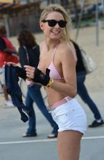 KIMBERLEY GARNER in Shorts and Bikini Top Rollerblading in Los Angeles