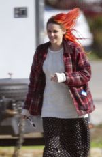 KRISTEN STEWART wirh Red Hair on the Set of American Ultra in New Orleans