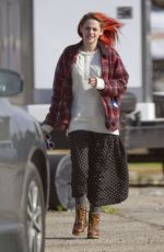 KRISTEN STEWART wirh Red Hair on the Set of American Ultra in New Orleans