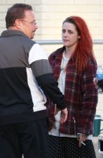 KRISTEN STEWART wirh Red Hair on the Set of American Ultra in New Orleans