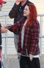 KRISTEN STEWART wirh Red Hair on the Set of American Ultra in New Orleans