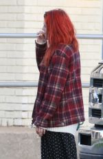 KRISTEN STEWART wirh Red Hair on the Set of American Ultra in New Orleans