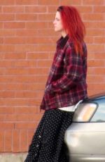 KRISTEN STEWART wirh Red Hair on the Set of American Ultra in New Orleans