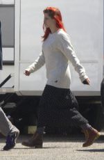 KRISTEN STEWART wirh Red Hair on the Set of American Ultra in New Orleans