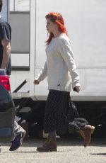 KRISTEN STEWART wirh Red Hair on the Set of American Ultra in New Orleans