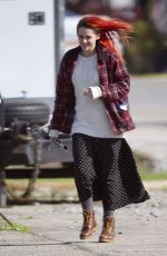 KRISTEN STEWART wirh Red Hair on the Set of American Ultra in New Orleans
