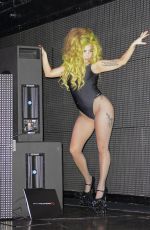 LADY GAGA in Fishnets at Her Party in New York