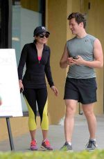 LEA MICHELE and Jonathan Groff Hikinig in Los Angeles