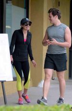 LEA MICHELE and Jonathan Groff Hikinig in Los Angeles