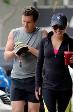 LEA MICHELE and Jonathan Groff Hikinig in Los Angeles