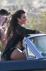 LEA MICHLE in Swimsuit at a Music Video Set in Los Angeles