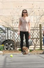 LEIGHTON MEESTER Walks Her Dog Out in New York