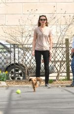 LEIGHTON MEESTER Walks Her Dog Out in New York