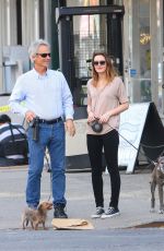 LEIGHTON MEESTER Walks Her Dog Out in New York