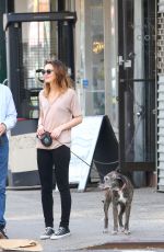 LEIGHTON MEESTER Walks Her Dog Out in New York