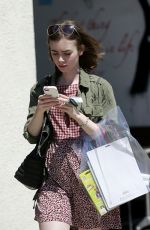 LILY COLLINS Out Shopping in Los Angeles
