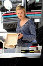 MAGGIE GRAC on the Set of Taken 3 in Los Angeles