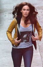 MEGAN FOX on the Set of Teenage Mutant Ninja Turtles in Los Angeles