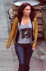 MEGAN FOX on the Set of Teenage Mutant Ninja Turtles in Los Angeles