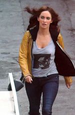 MEGAN FOX on the Set of Teenage Mutant Ninja Turtles in Los Angeles