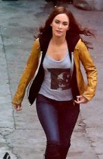 MEGAN FOX on the Set of Teenage Mutant Ninja Turtles in Los Angeles
