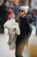 MILEY CYRUS Gets a New Dog While in New York