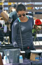 NIKKI REED in Tights at Farmers Market in Studio City
