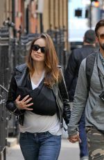 OLIVIA WILDE and Jason Sudeikis with Nine-day-old Baby Otis in New York