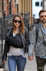 OLIVIA WILDE and Jason Sudeikis with Nine-day-old Baby Otis in New York