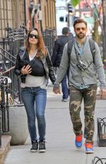 OLIVIA WILDE and Jason Sudeikis with Nine-day-old Baby Otis in New York