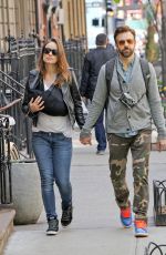 OLIVIA WILDE and Jason Sudeikis with Nine-day-old Baby Otis in New York