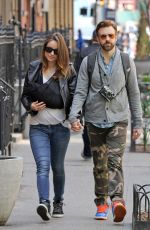 OLIVIA WILDE and Jason Sudeikis with Nine-day-old Baby Otis in New York