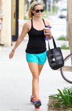 REESE WITHERSPOON in Shorts and Tank Top Leaves a Gym in Brentwood