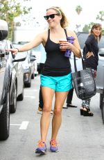 REESE WITHERSPOON in Shorts and Tank Top Leaves a Gym in Brentwood