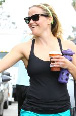 REESE WITHERSPOON in Shorts and Tank Top Leaves a Gym in Brentwood
