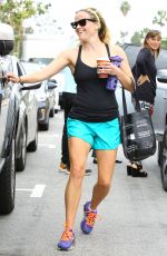 REESE WITHERSPOON in Shorts and Tank Top Leaves a Gym in Brentwood