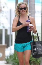 REESE WITHERSPOON in Shorts and Tank Top Leaves a Gym in Brentwood