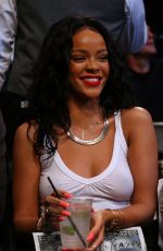 RIHANNA at Raptors vs Nets Basketball Game in New York