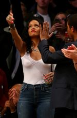RIHANNA at Raptors vs Nets Basketball Game in New York