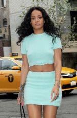 RIHANNA in a Short Skirt Out in New York